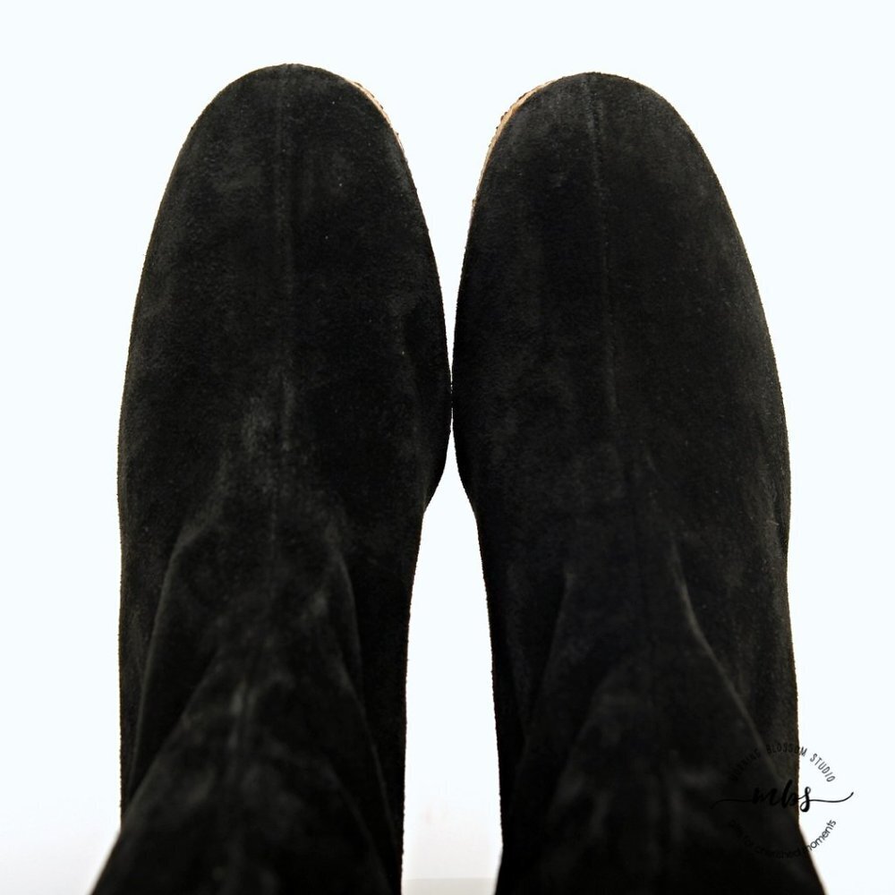 Fendissime by Fendi Suede Wedge Tall Boots in Black Women Size 5.5 - Picture 10 of 13